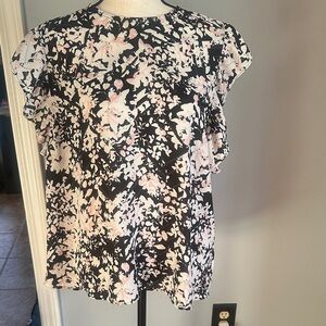 Express Floral Ruffle Sleeve Blouse